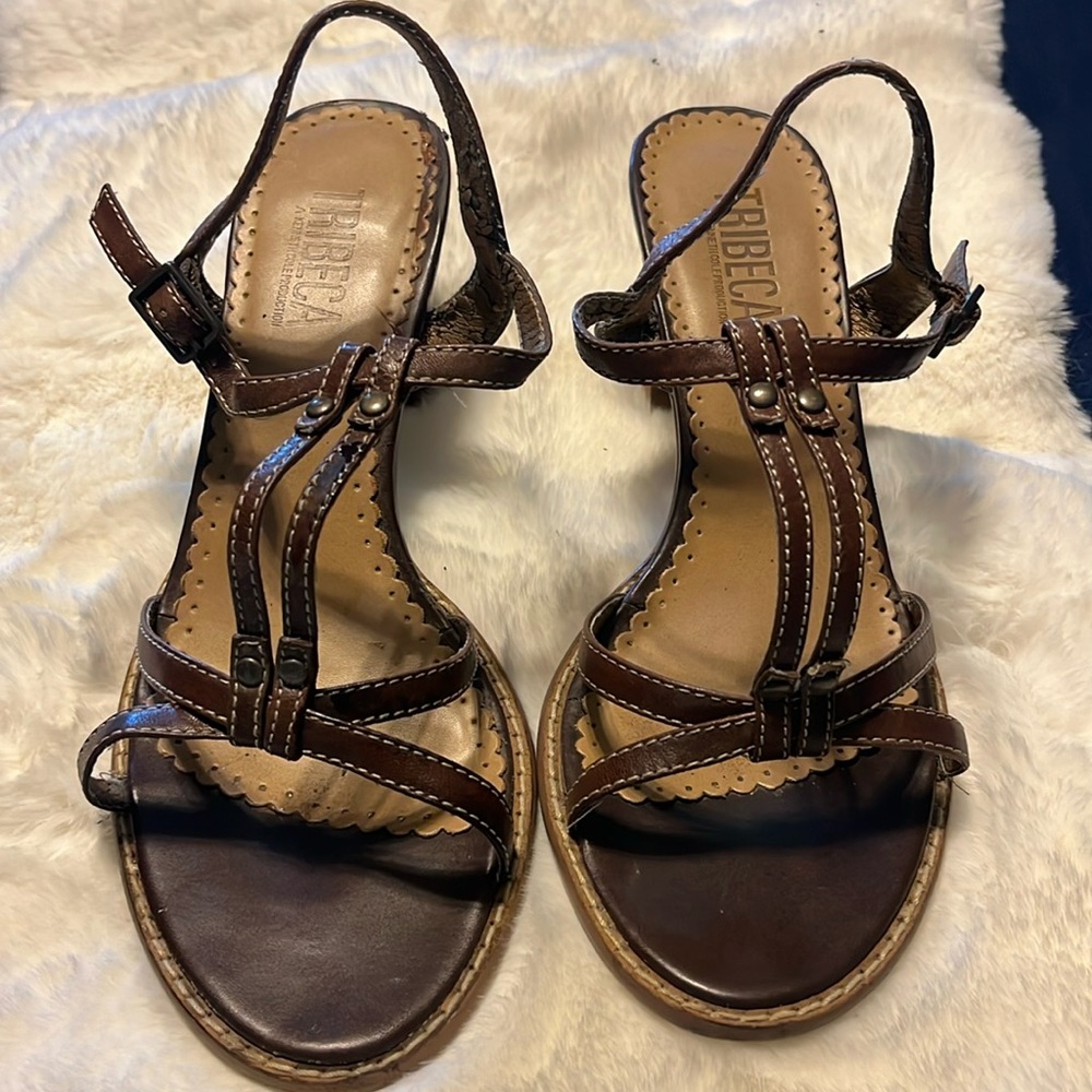 Women’s sandal strap heels.